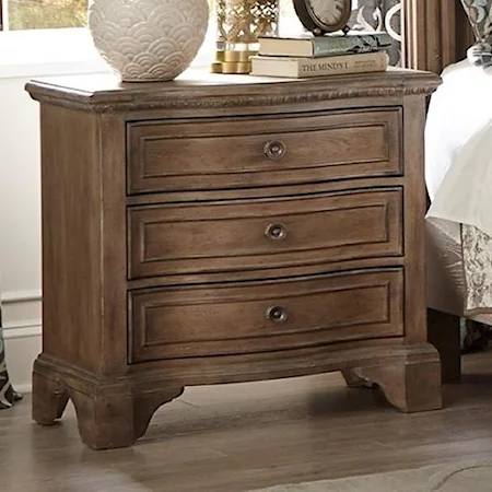 Vintage Three Drawer Night Stand with Power Outlet